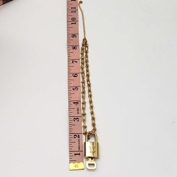 Authentic Louis Vuitton Lock and Key Gold Color with Gold Plated Chain Necklace - Picture 4 of 8